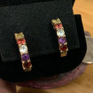 Sterling Silver Multi-colored Gemstone Earrings
